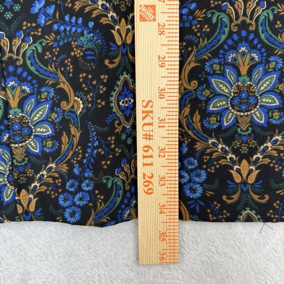 Vtg Midi Skirt 12 Blue Gold Damask Academia Old Money Modest Grunge Boho 90s Y2K - Picture 6 of 10